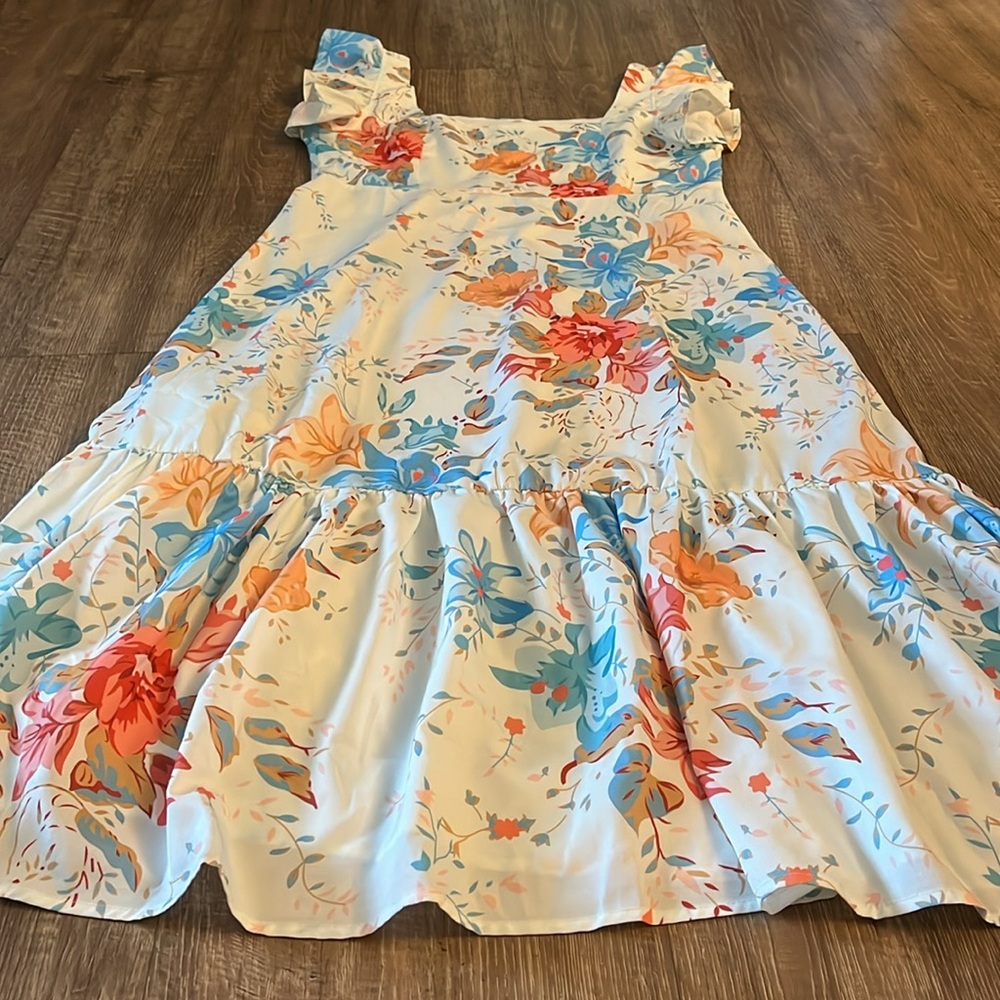 SHEIN Frenchy Floral Print Ruffle Hem Dress - Picture 3 of 5